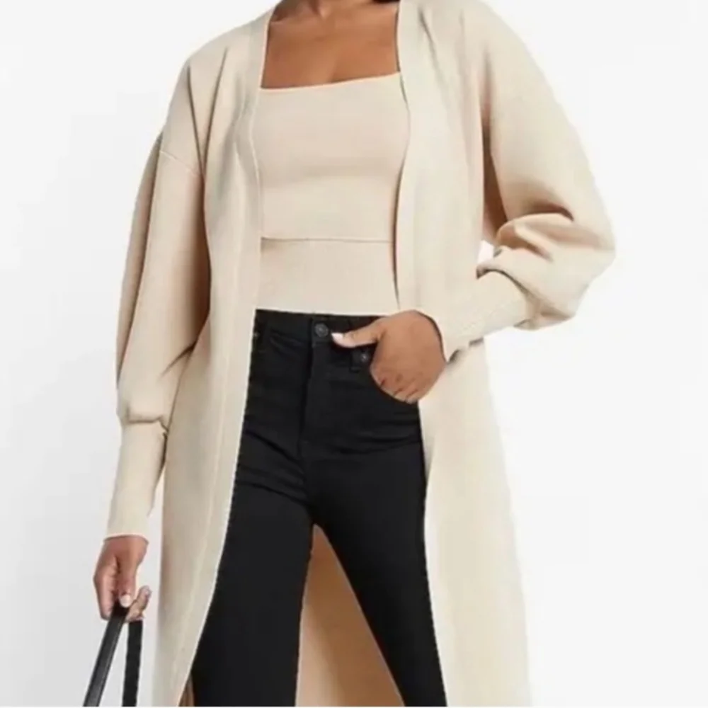 NWT Express Cream Belted Cardigan XS - Picture 2 of 9